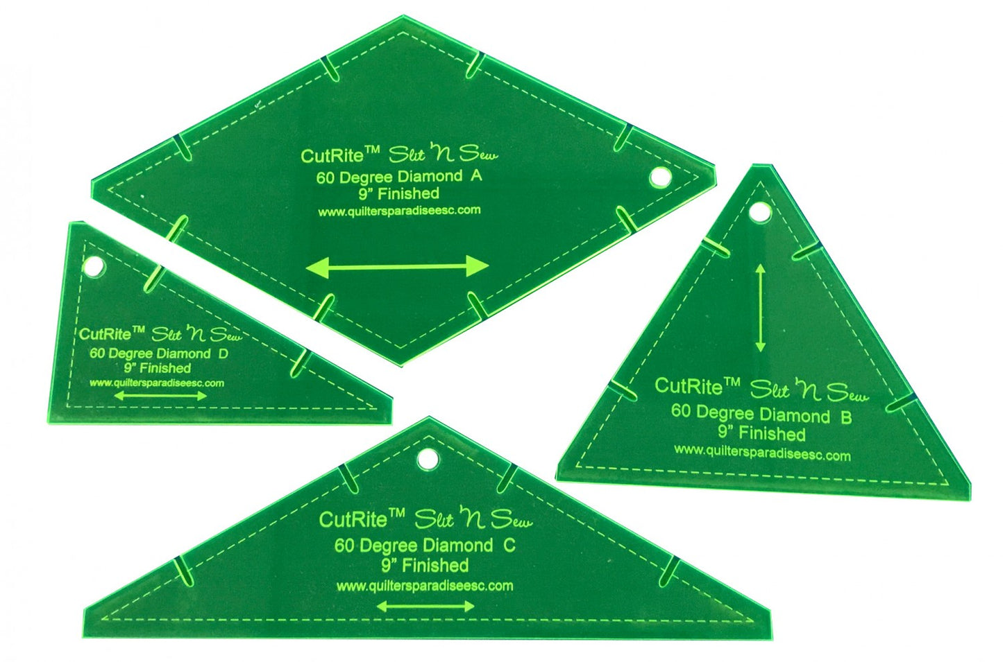 Slit N Sew Diamond 60 Degree Template 9in Finished # QP031197  - Special Order