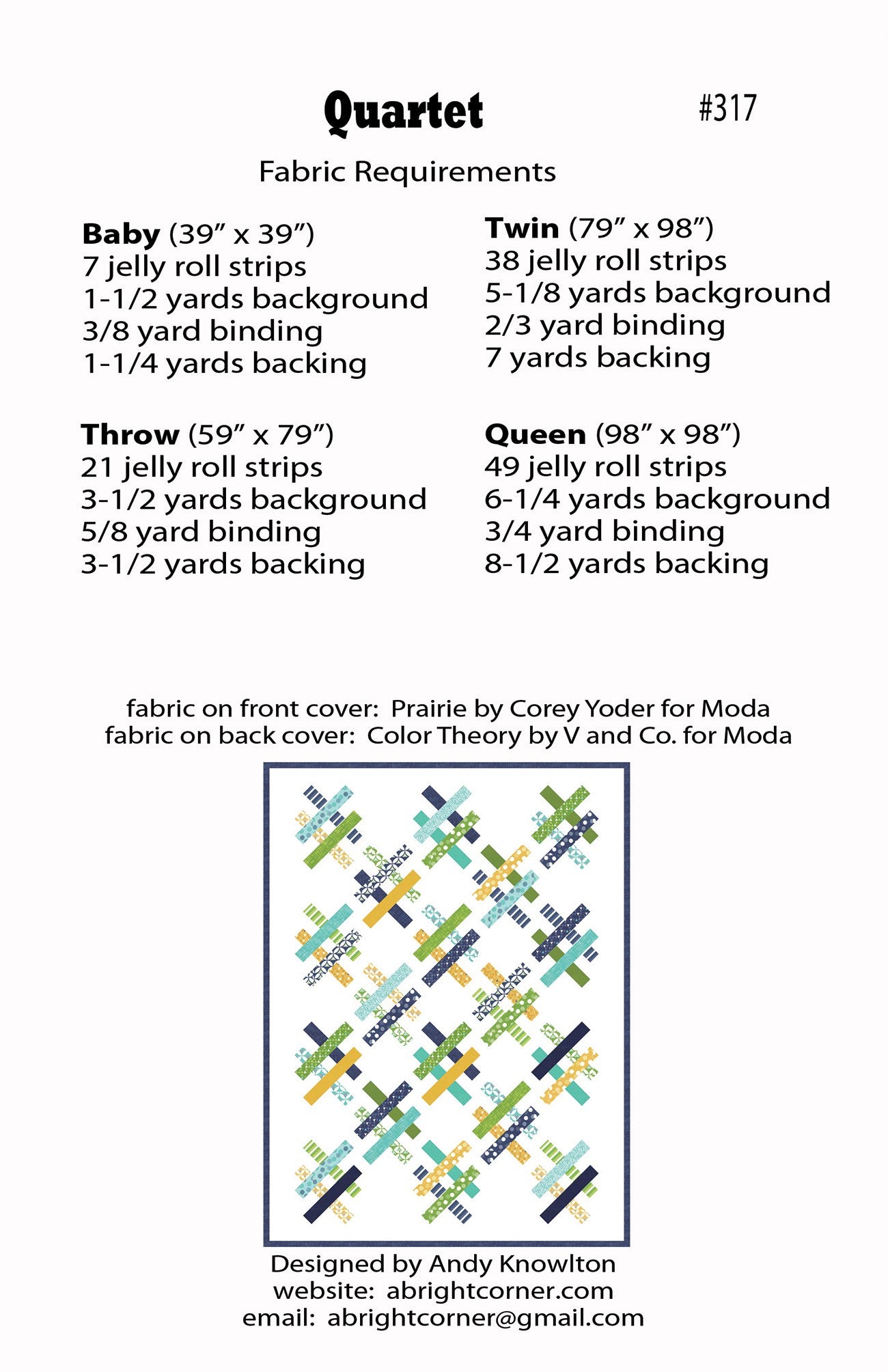 Quartet Quilt Pattern by A Bright Corner - AKBC317 -