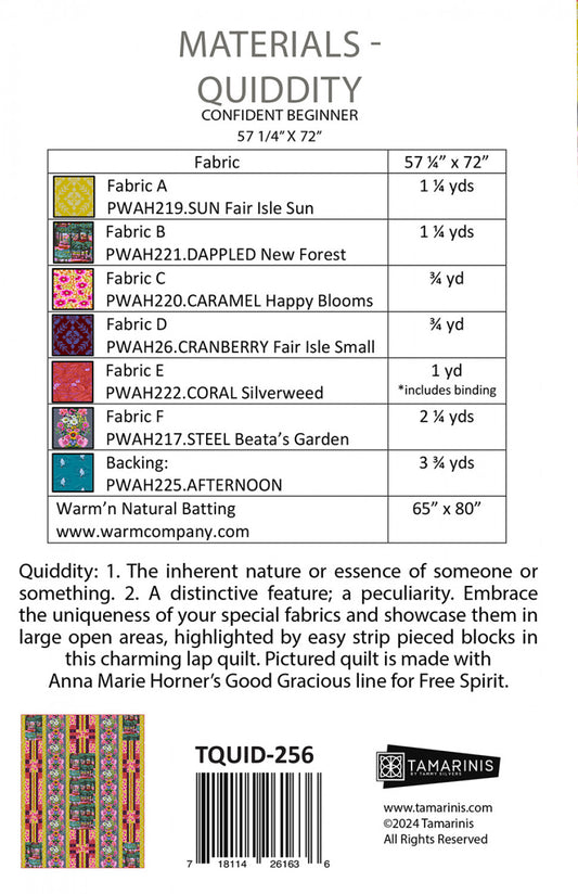 Quiddity Quilt Pattern by Tamarinis