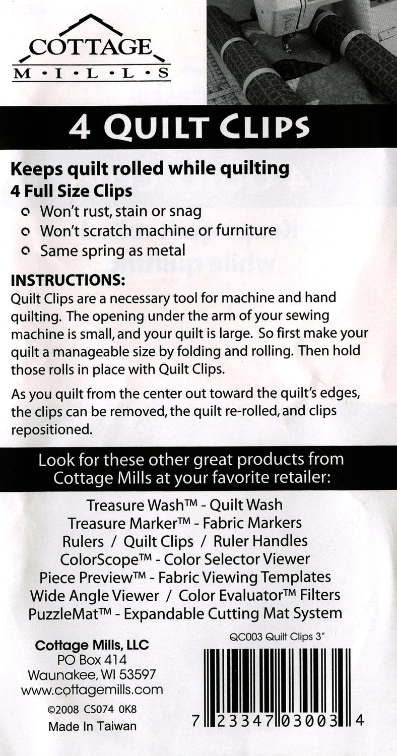 Quilt Clips 3in Plastic Full Size Set of 4 # QC003