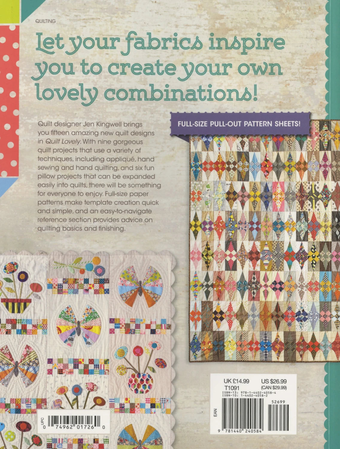 Quilt Lovely Pattern Book by Jen Kingwell Designs - Special Order