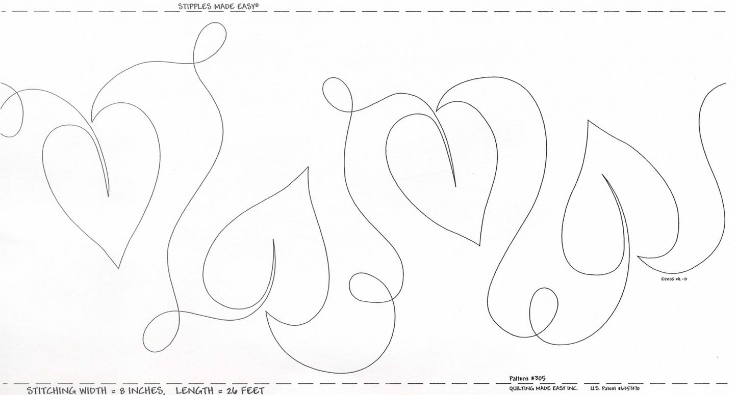 Quilt Pattern On A Roll Stipples & Leaves 9 1/2in x 26' # QME305 - Special Order