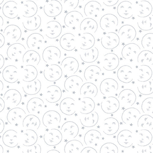 Quilter's Flour VI by Henry Glass : Moon Faces Tone on Tone White 1680-01W