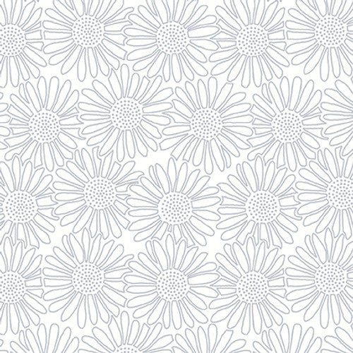 Quilter's Flour VI by Henry Glass : Stacked Daisies White on White 1688-01W