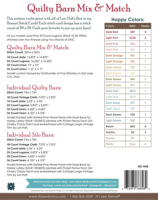 Quilty Barn Cross Stitch Pattern # ISE-448 - Special Order