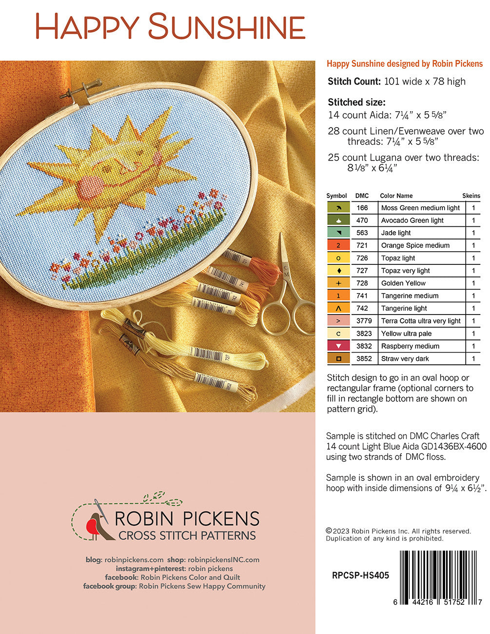 Happy Sunshine Cross Stitch Pattern # RPCSP-HS405 - Special Order