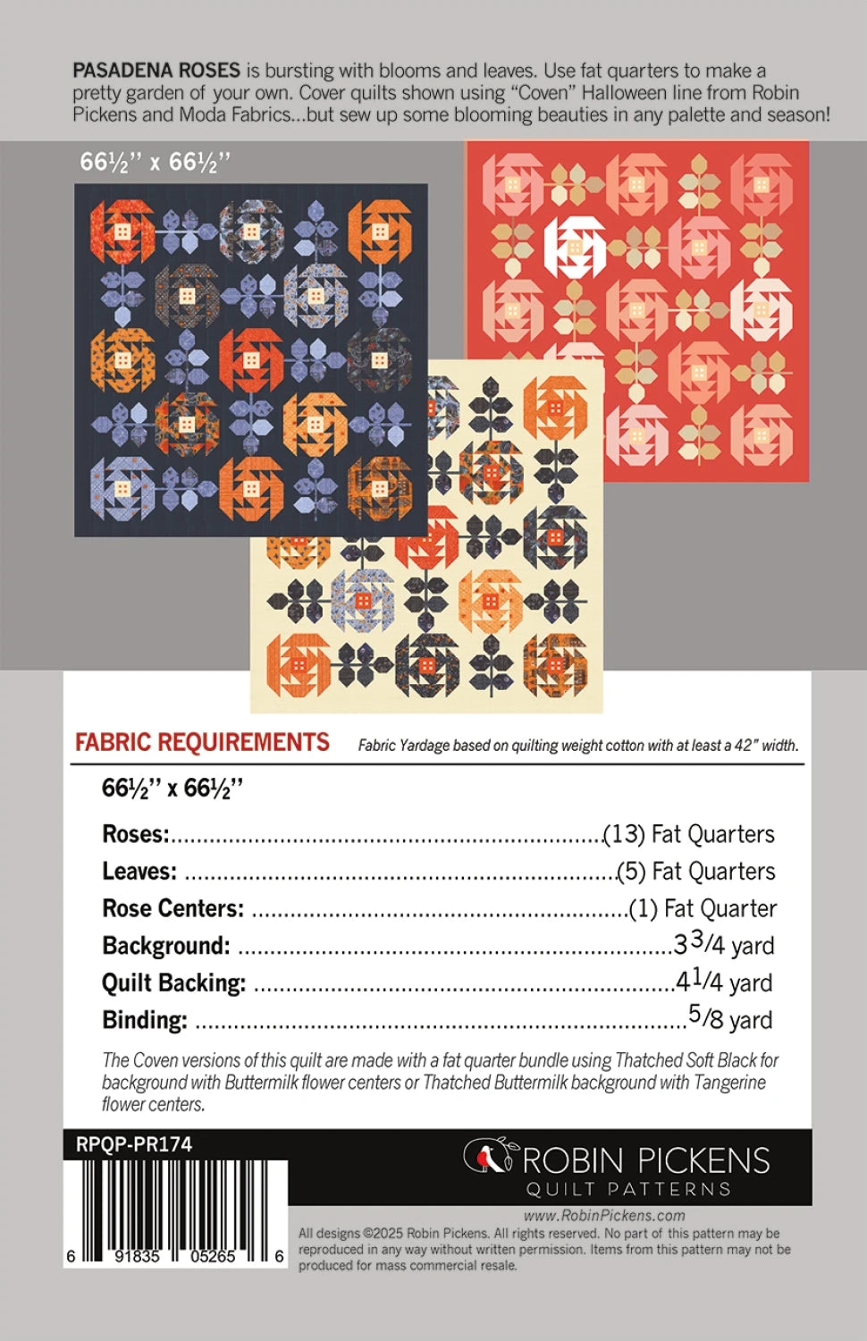 Pasadena Roses Quilt Pattern by Robin Pickens