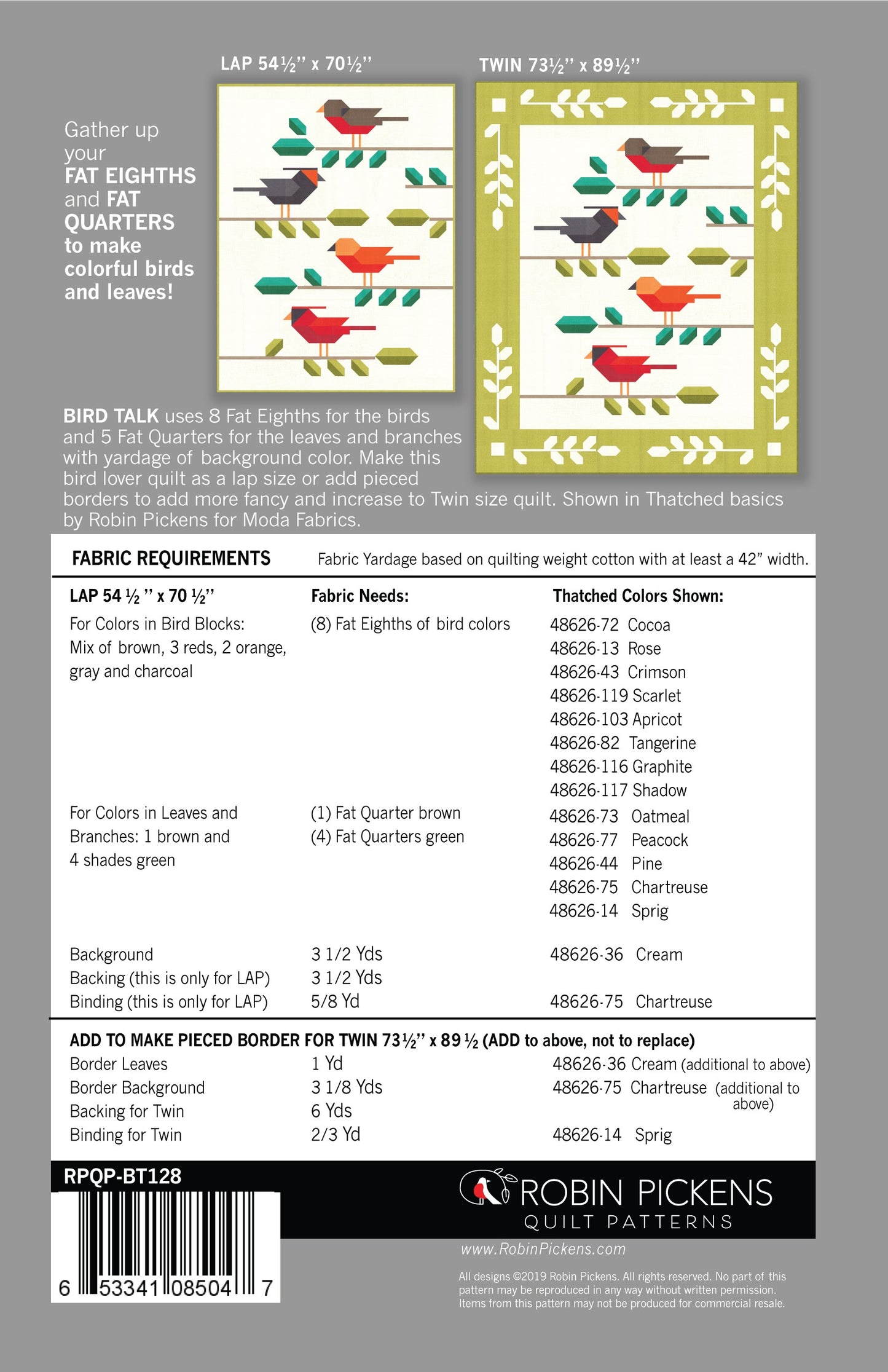 Bird Talk Quilt Pattern # RPQPBT128 - Special Order