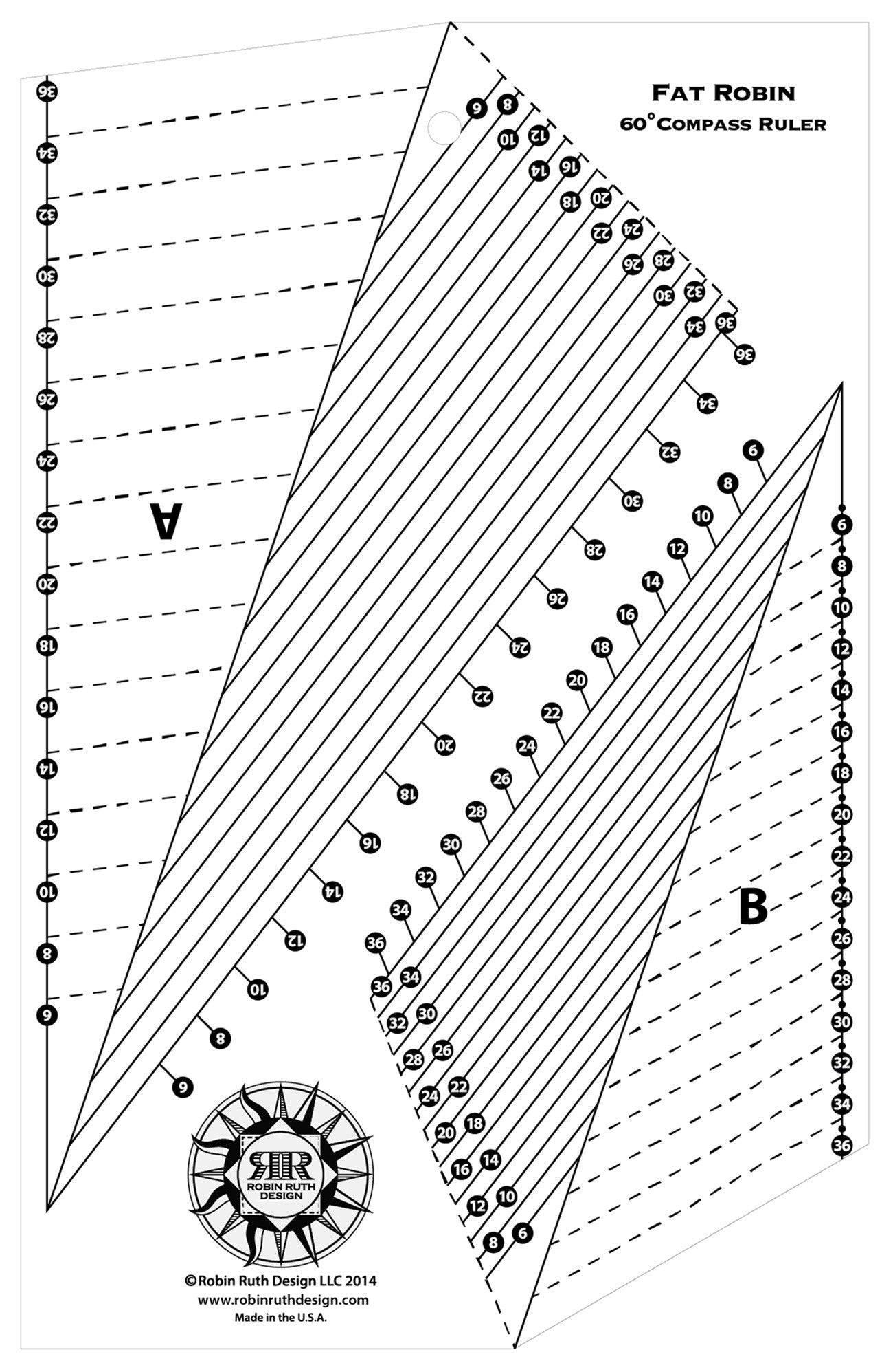 Fat Robin 16 Point Mariner's Compass Book and Ruler Combo # RR184 - Special Order