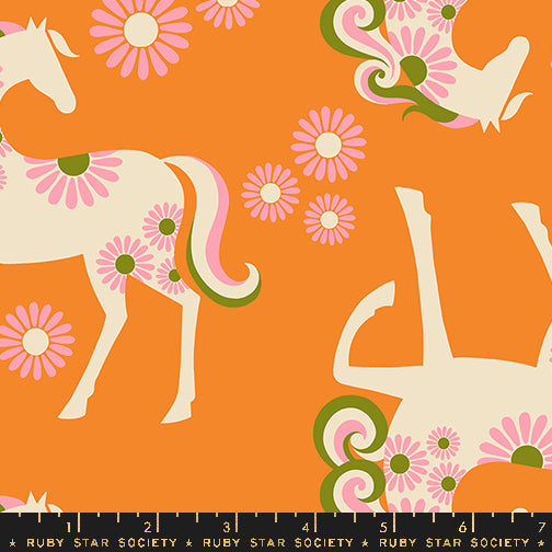 Carousel by Melody Miller : Carousel Horses CANVAS Burnt Orange RS0101 15L (Estimated Arrival Feb. 2025)