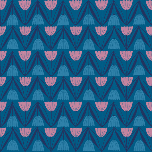 Endpaper by Jen Hewett  -  Tulips Blue Raspberry RS6043 16