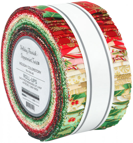 Holiday Flourish Peppermint Twist by RKF Collection - 2.5" Strips -  Special Order (Expected July 2025)