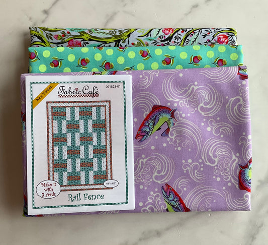 Rail Fence Quilt Kit featuring Full Moon Forest II & Untamed by Tula Pink - 3 Yard Quilt Kit