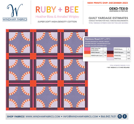 Ruby + Bee Solids by Heather Ross and Annabel Wrigley : Rainbow Road Quilt Kit - Purple