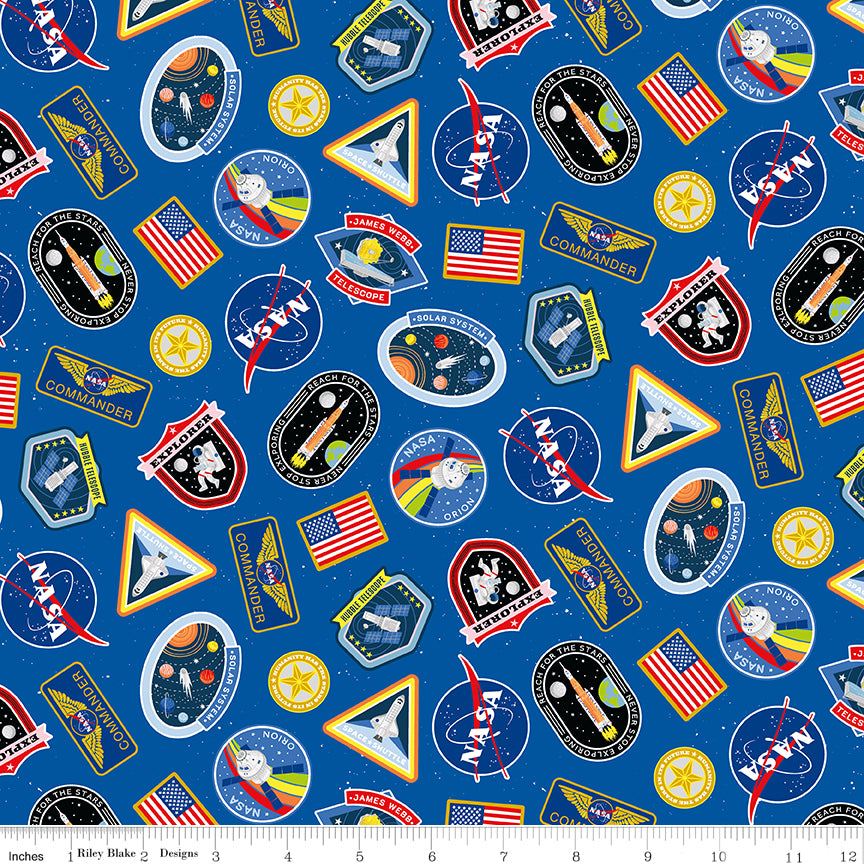 Reach For The Stars with NASA by Riley Blake Designs : Patches Sapphire C18331-SAPPHIRE