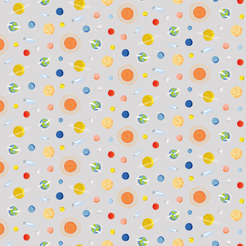 Reach For The Stars with NASA by Riley Blake Designs : Planets Gray C18335-GRAY