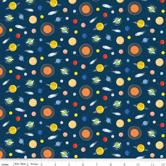 Reach For The Stars with NASA by Riley Blake Designs : Planets Navy C18335-NAVY
