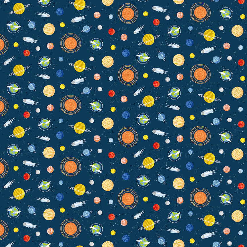 Reach For The Stars with NASA by Riley Blake Designs : Planets Navy C18335-NAVY
