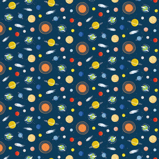 Reach For The Stars with NASA by Riley Blake Designs : Planets Navy C18335-NAVY