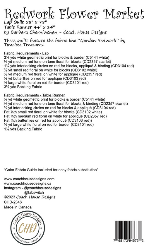 Redwork Flower Market # CHD-2346 - Special Order