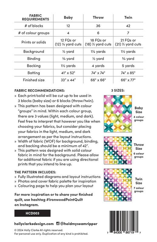 Ironwood Point Quilt Pattern by Holly Clarke Design