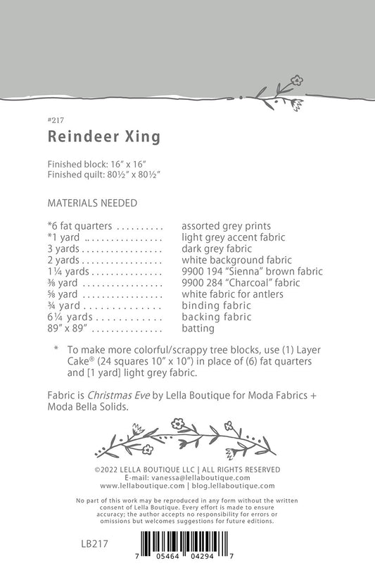 Reindeer Xing Quilt Pattern by Lella Boutique