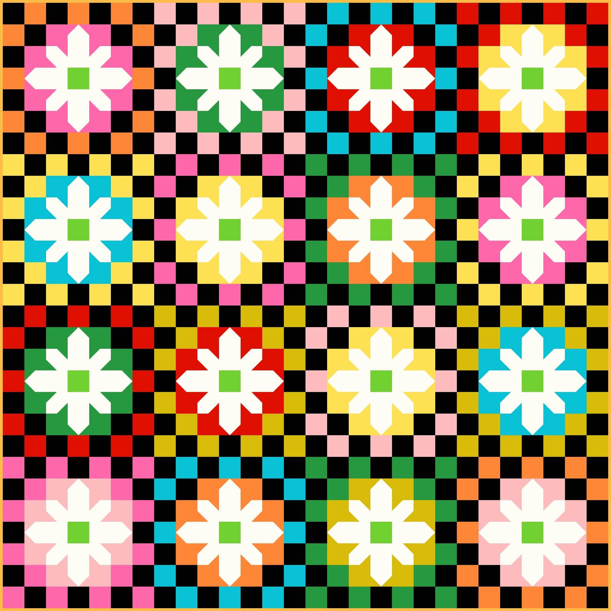 Retro Crochet Quilt Kit featuring Ruby + Bee Solids