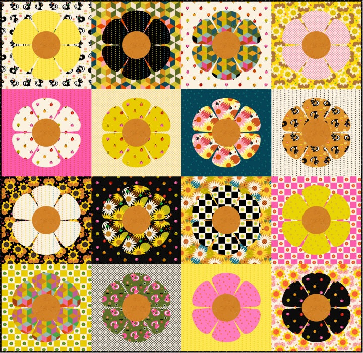 Retro Daisy Quilt Pattern by The Retro Quilter