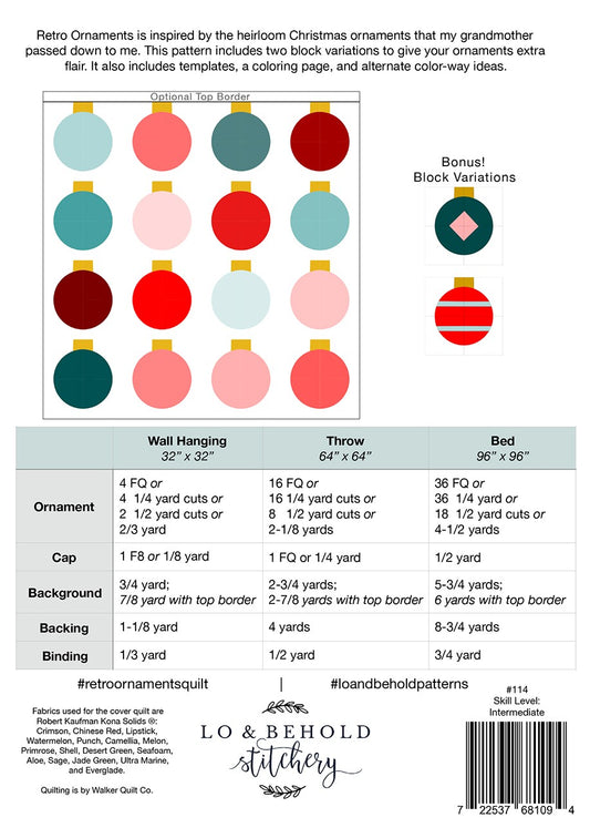 Retro Ornaments Quilt Pattern by Lo & Behold Stitchery