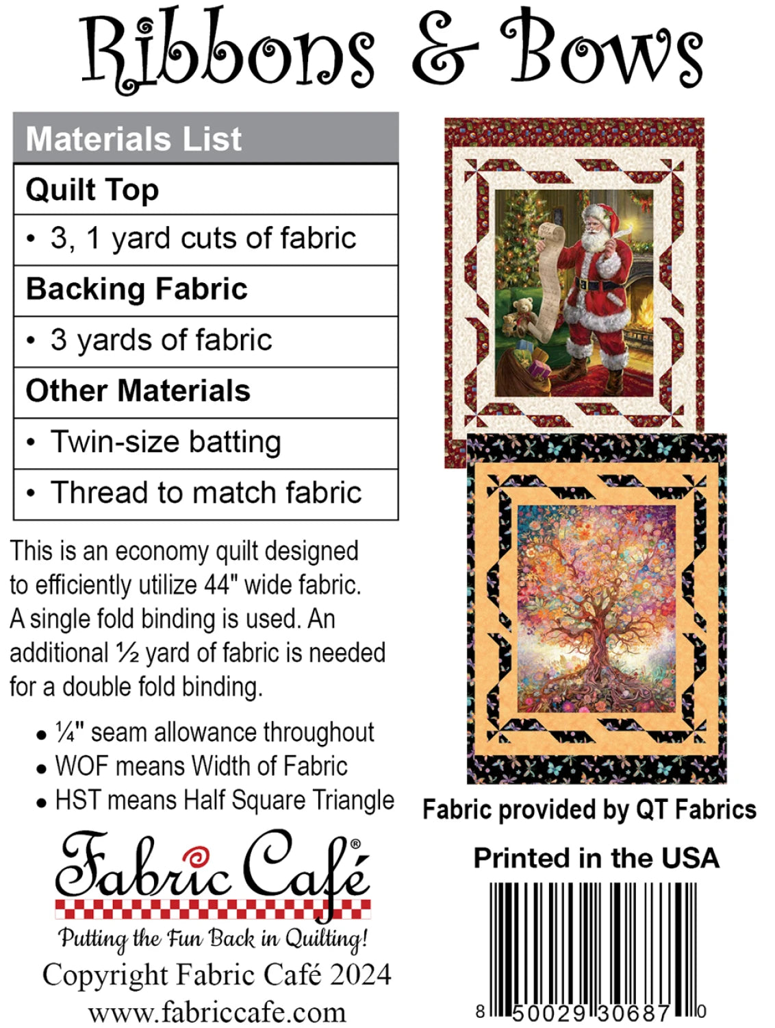 Ribbons & Bows Quilt Pattern by Fabric Cafe