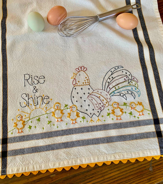 Rise and Shine Embroidery Dishtowel Kit # BR266K - Special Order