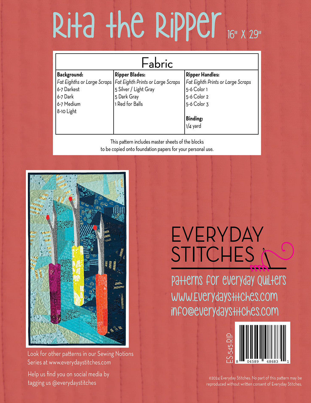 Rita The Ripper Wall Hanging Pattern by Everyday Stitches