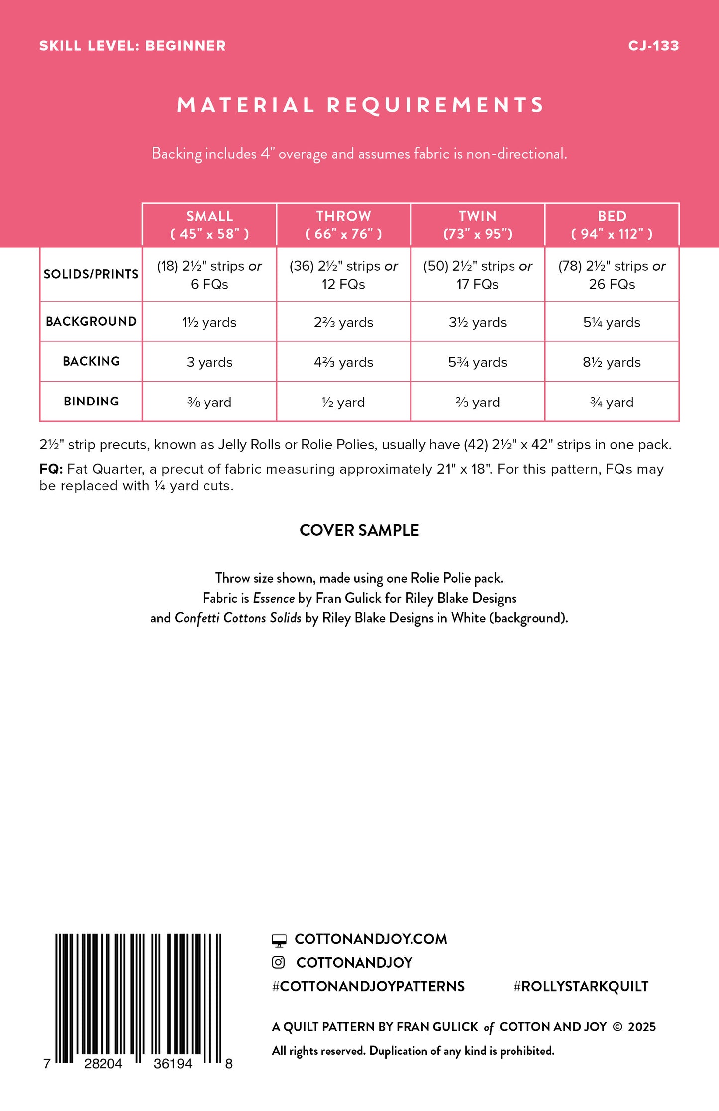 Rolly Stack Quilt Pattern by Cotton and Joy