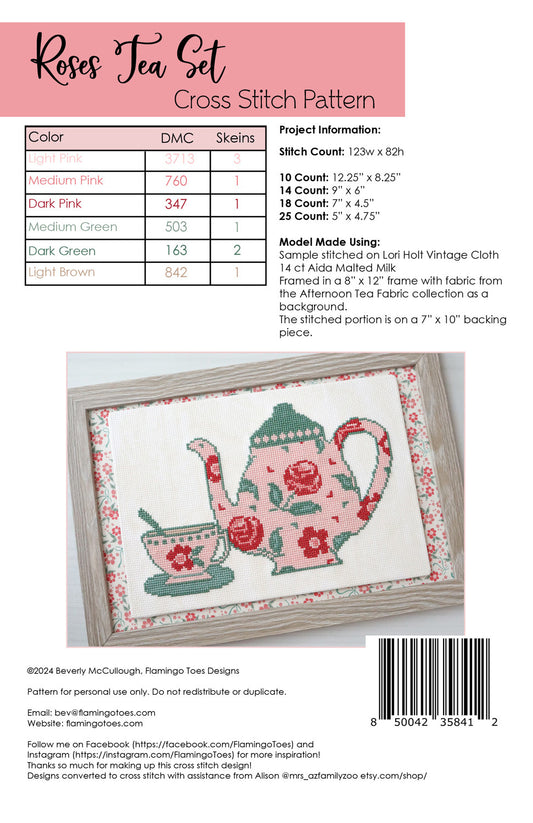 Roses Tea Set Cross Stitch Pattern # FT-8412 - Special Order