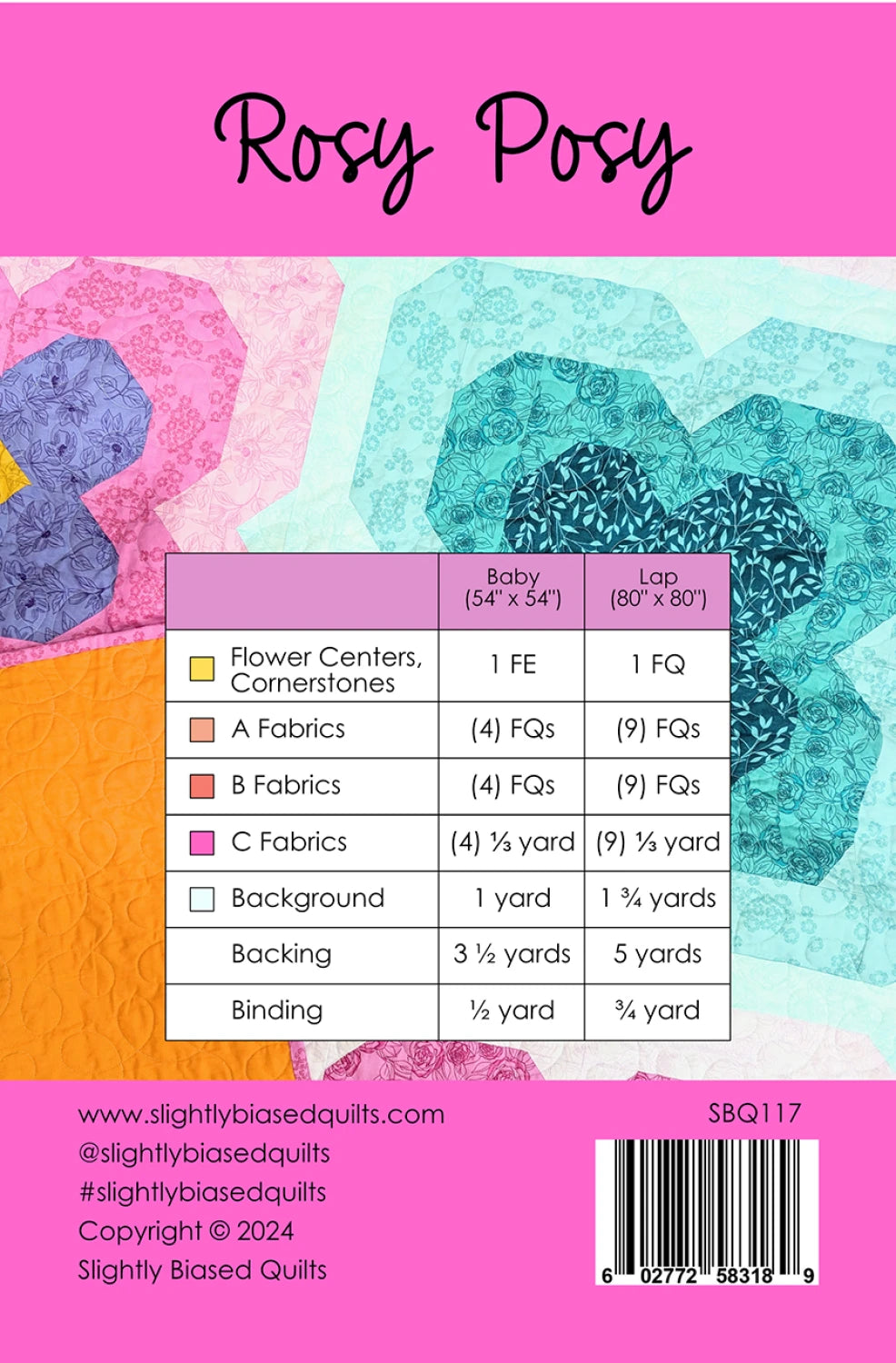 Rosey Posey Quilt Pattern by Slightly Biased Quilts