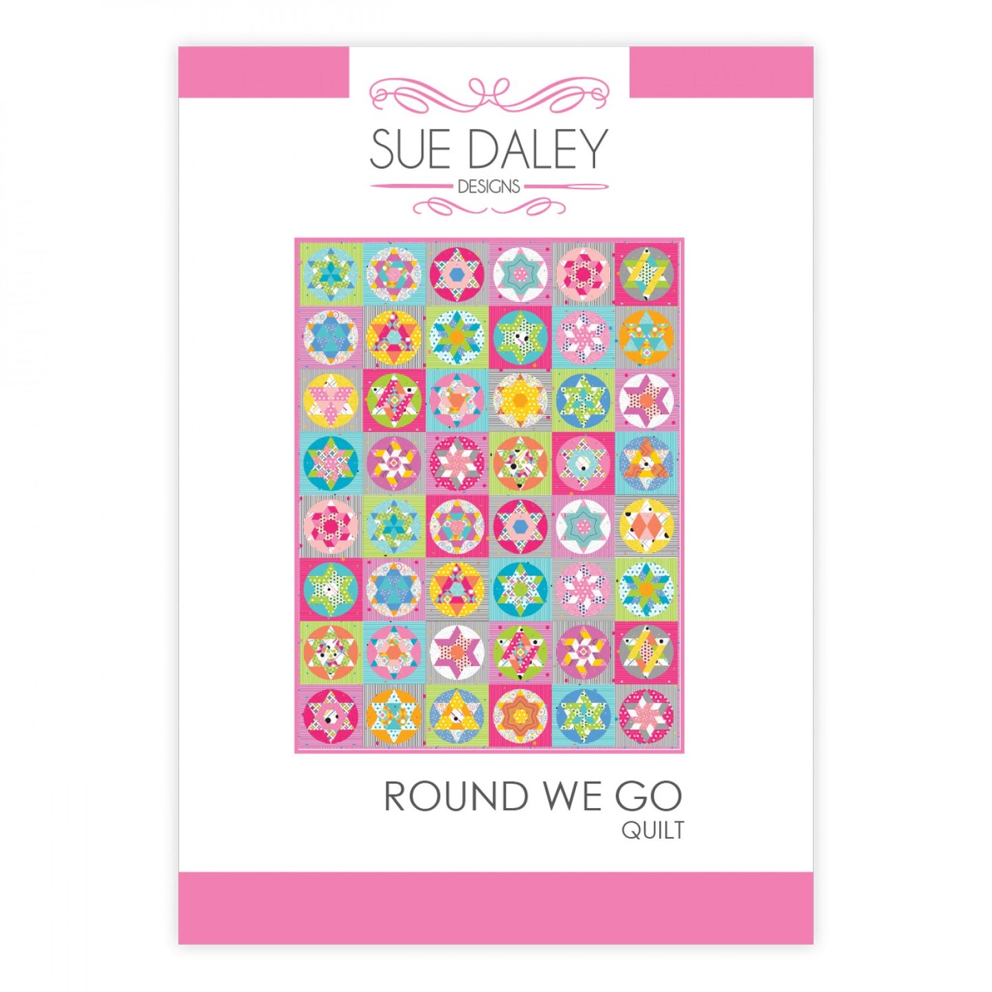 Round We Go Full Set Block Of The Month Quilt Pattern by Sue Daley