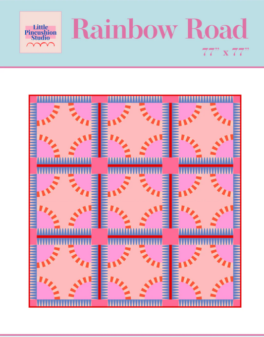 Ruby + Bee Solids by Heather Ross and Annabel Wrigley : Rainbow Road Quilt Kit - Pink