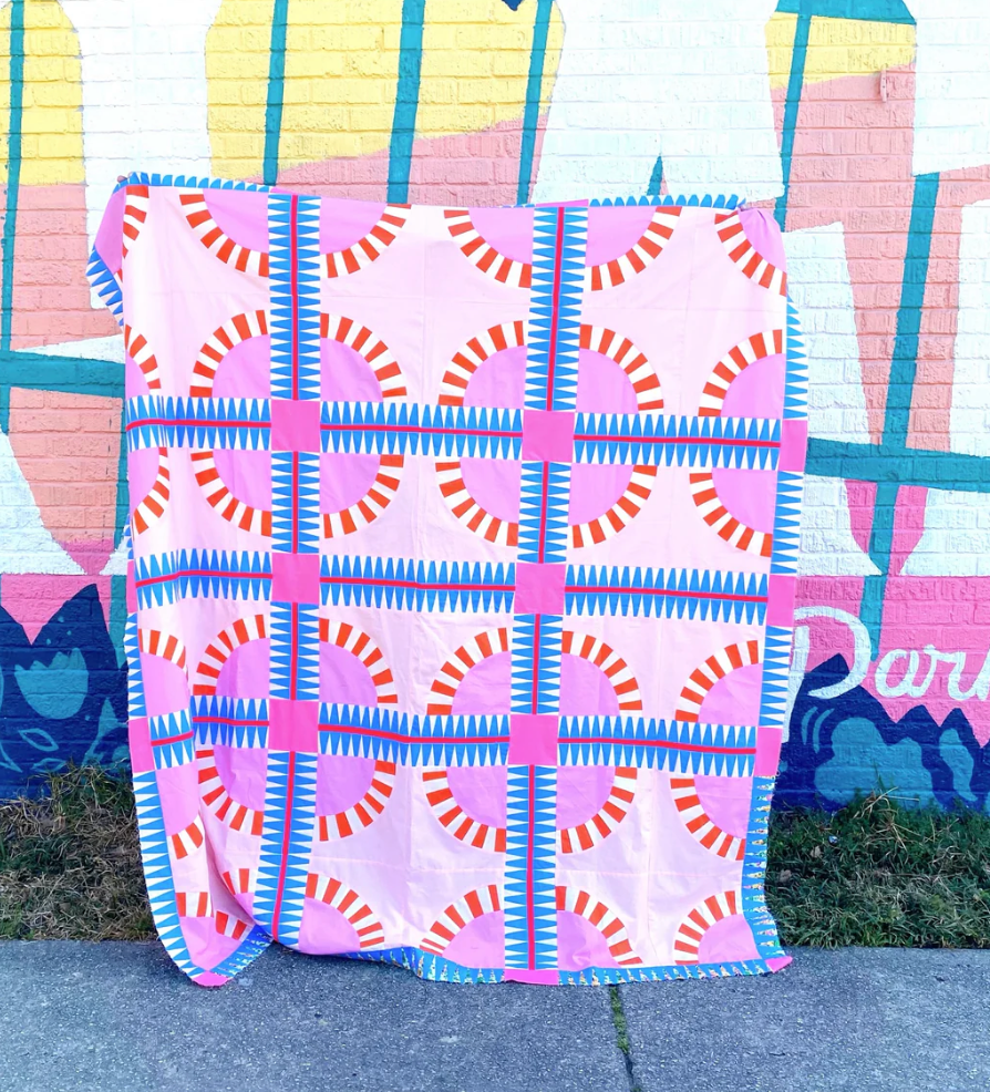 Ruby + Bee Solids by Heather Ross and Annabel Wrigley : Rainbow Road Quilt Kit - Pink