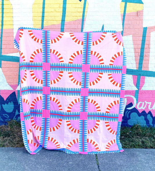 Ruby + Bee Solids by Heather Ross and Annabel Wrigley : Rainbow Road Quilt Kit - Pink