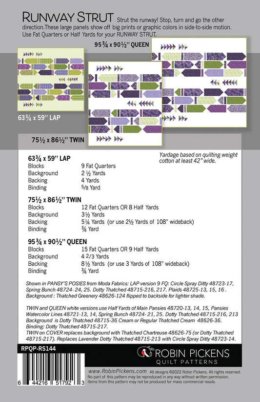 Runway Strut Quilt Pattern by Robin Pickens