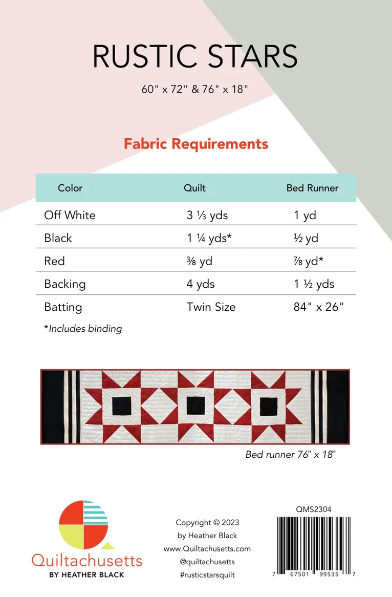 Rustic Stars Quilt Pattern by Quiltachusetts