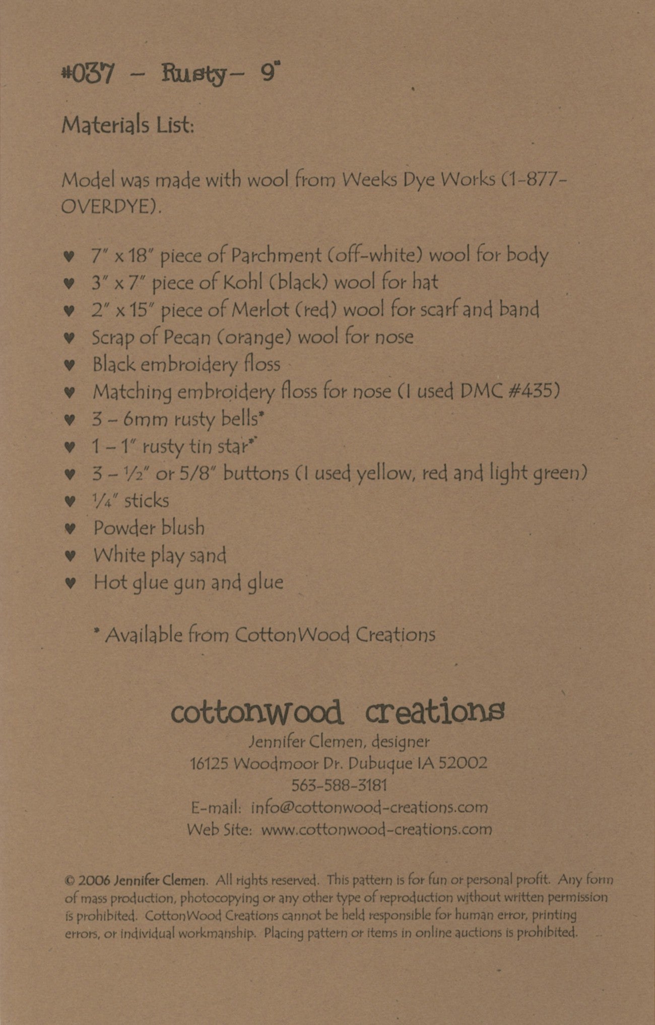 Rusty # CWC037 - Special Order