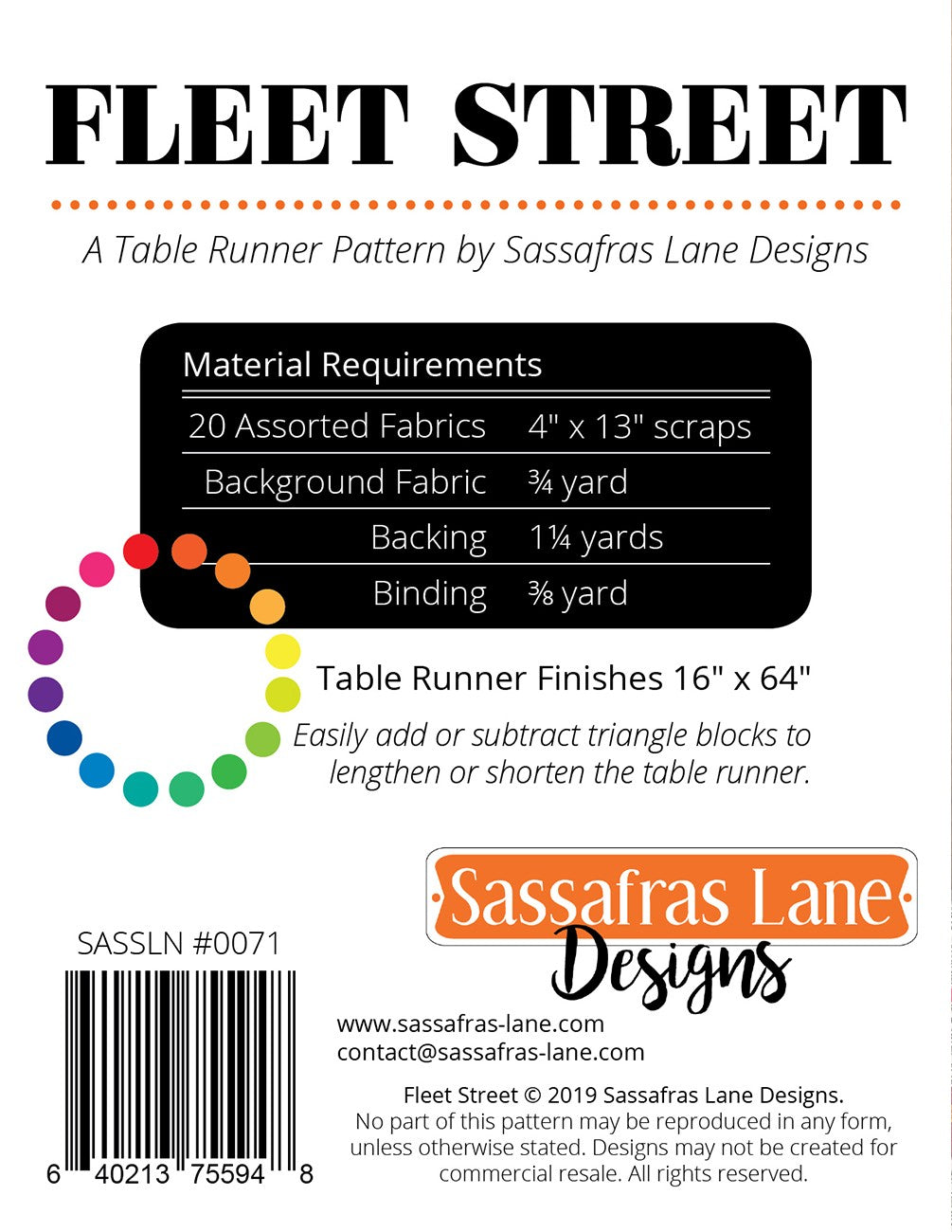 Fleet Street Table Runner # SASSLN0071- Special Order