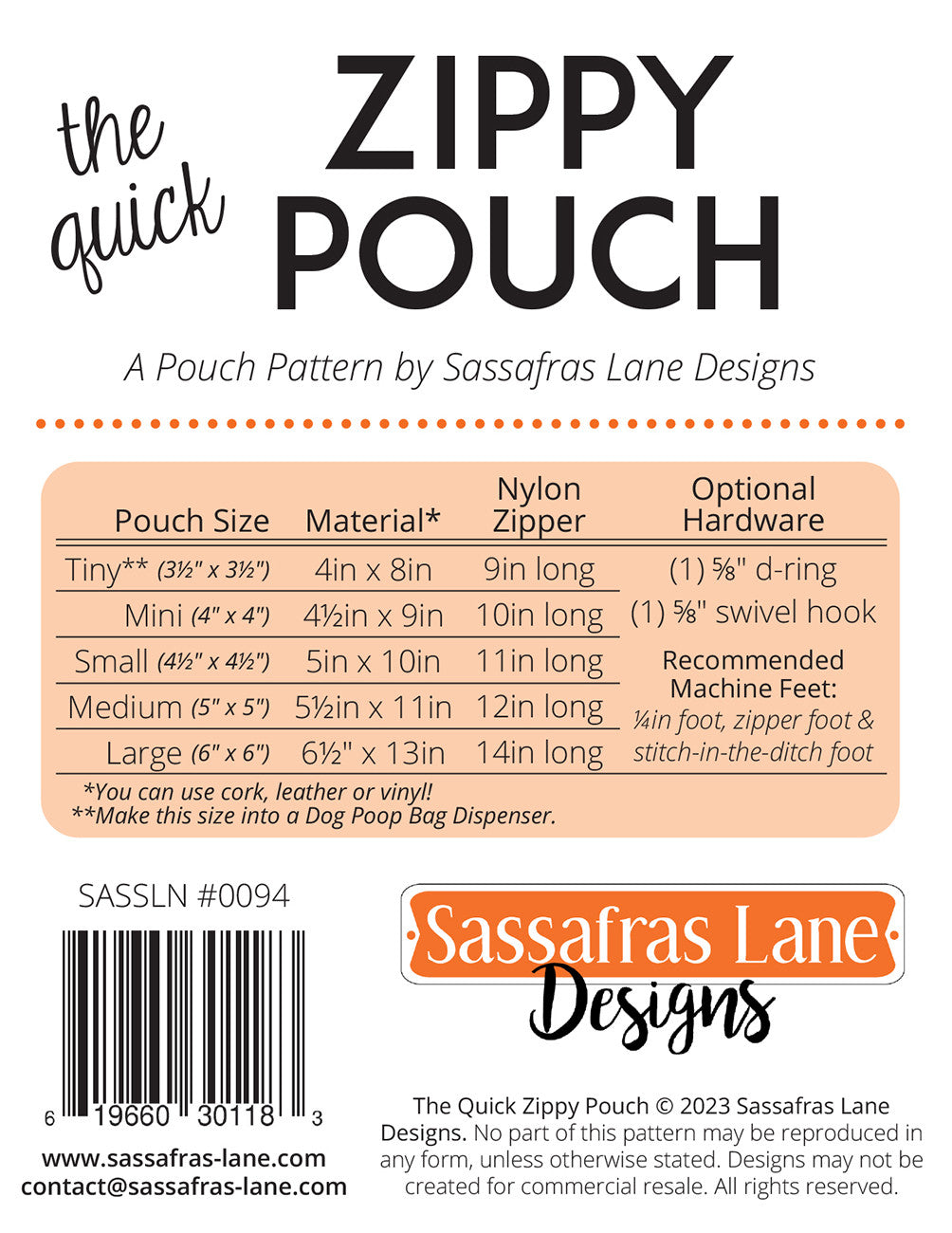 The Quick Zippy Pouch # SASSLN0094 - Special Order