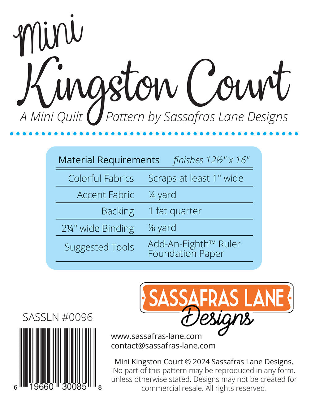 Mini Kingston Court # SASSLN0096 - Special Order