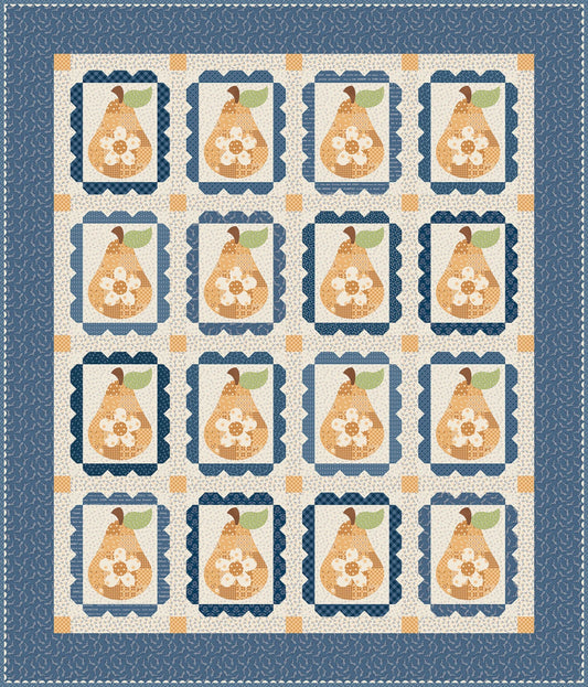 Denim & Daisy by Lori Holt : Sweet Golden Pears Digitally Printed Quilt Top
