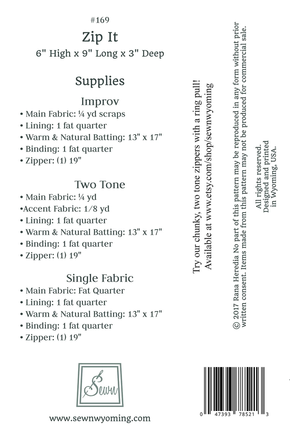 Zip It Bag Pattern by Sewn Wyoming