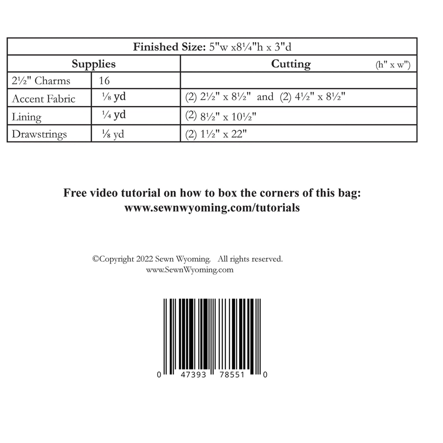 Drawstring Bag: Mini Charms Pattern by Sewn Wyoming