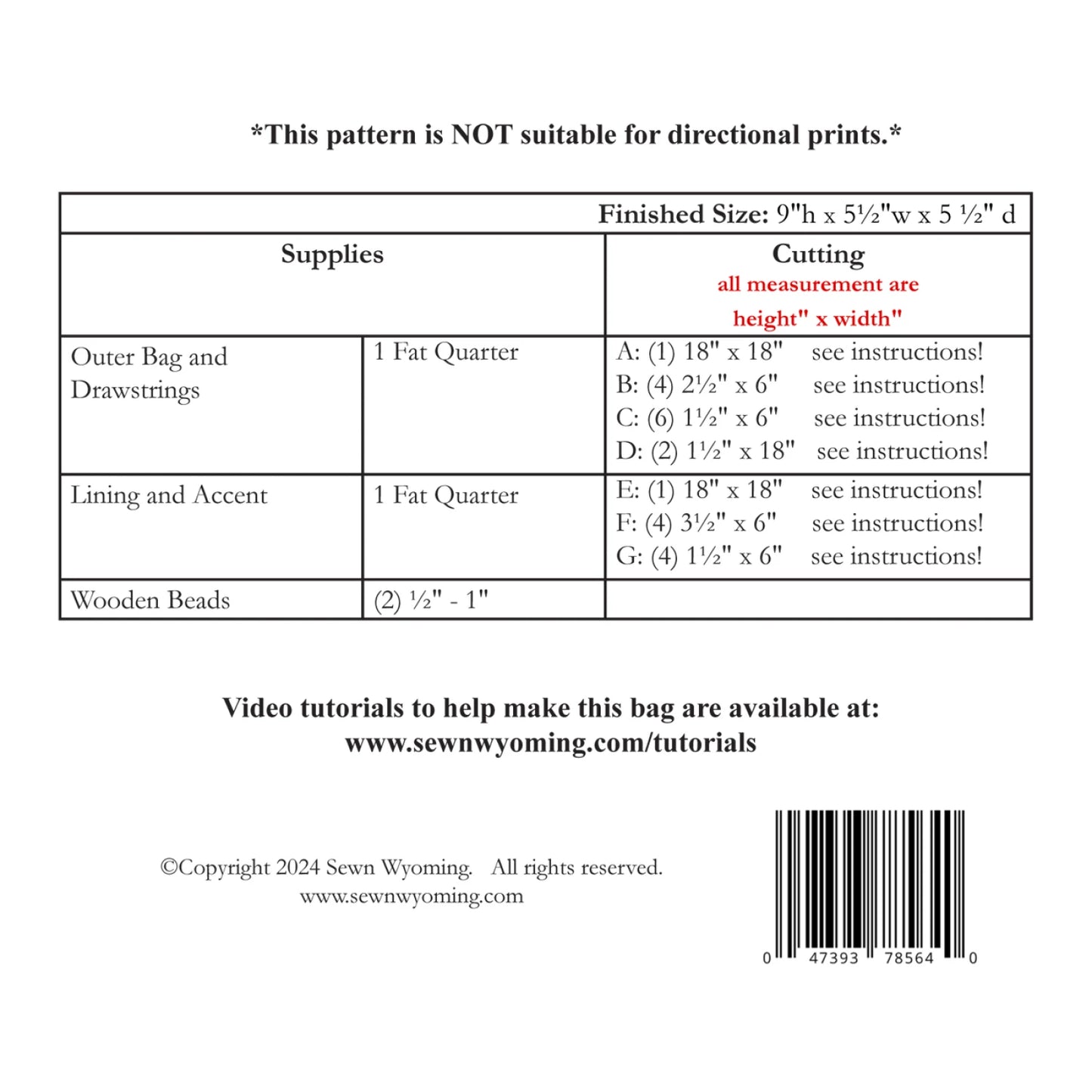 2 FQ Bag Pattern by Sewn Wyoming