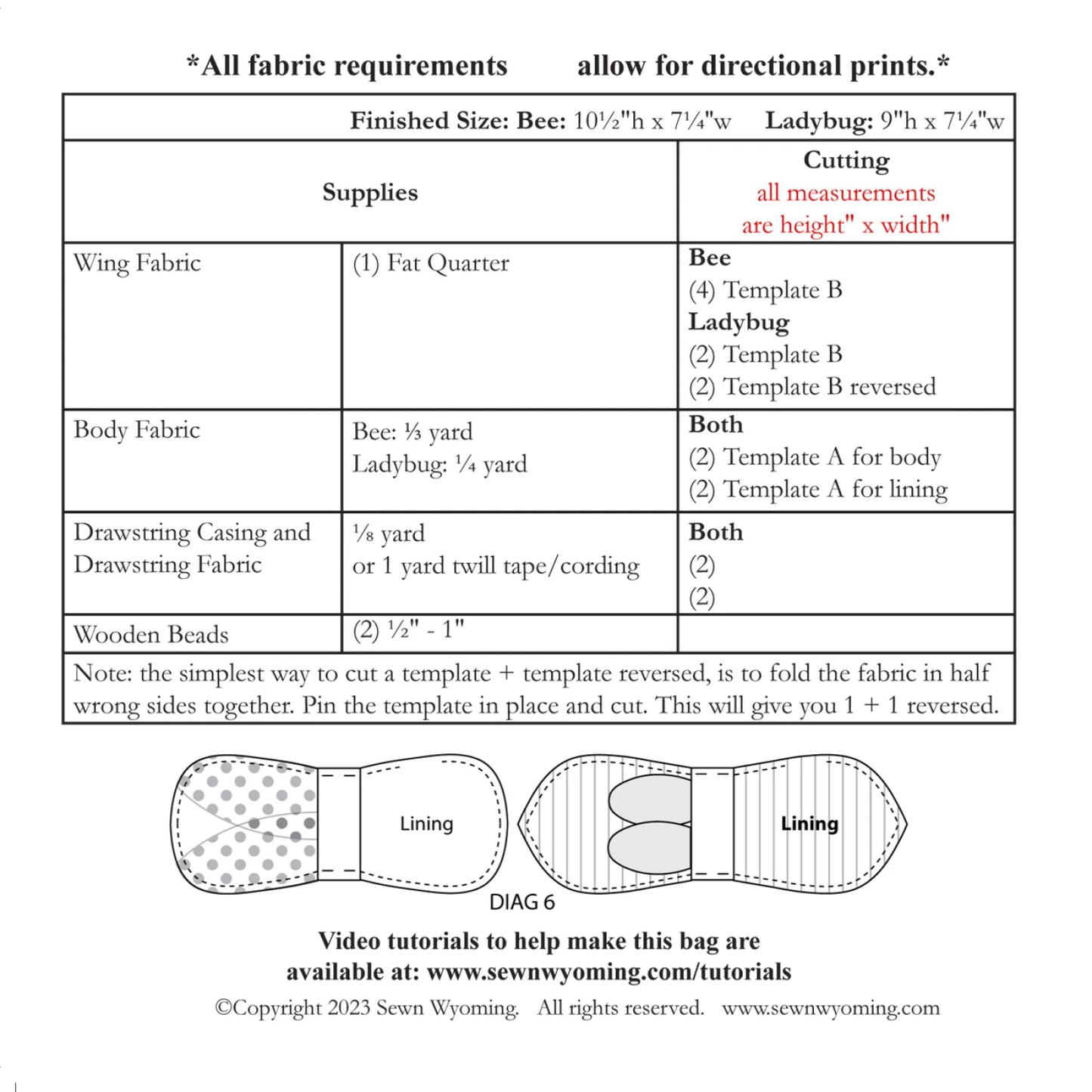 Buzzy Bags Pattern by Sewn Wyoming